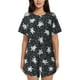 thumbnail image 1 of Fotbe Turtle Conjunto de Pijama Estampado para Mujer, 2 Piezas, Ropa de Dormir con Camiseta de Manga Corta y Shorts Suaves-Small, 1 of 6