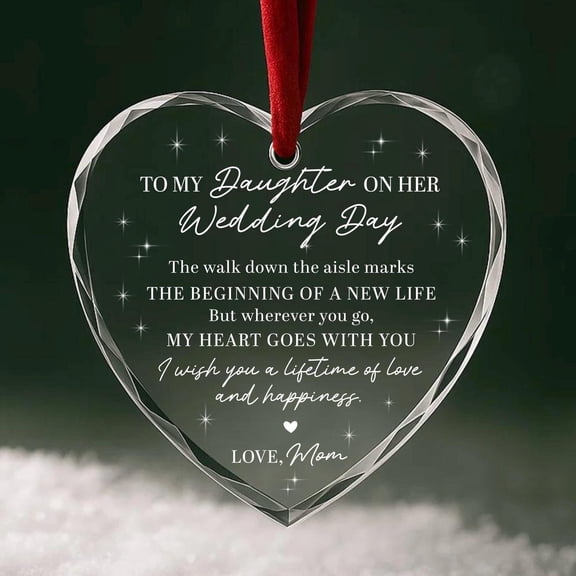 To my daughter on her wedding day glass ornament, personalized keepsake from mom, sentimental bride gift, wedding Christmas decoration
