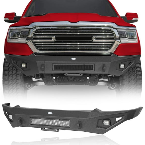Hooke Road Front Bumper Fit 2019 2020 2021 2022 2023 Dodge Ram 1500 (Excluding EcoDiesel, Rebel, TRX ,1500 Classic)