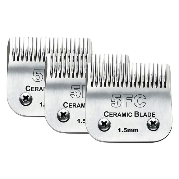 Detachable Pet Dog Clipper Blades, Compatible with Andis Size-5 FC 1/4-Inch Cut Length (64122) , Most Oster A5, Wahl KM Series Clippers,Made of Ceramic Blade & Stainless Steel Blade