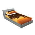 thumbnail image 2 of Ambesonne Tree Fitted Sheet & Pillow Sham Set, Countryside Farm Sunrise, Twin, Brown Orange, 2 of 2