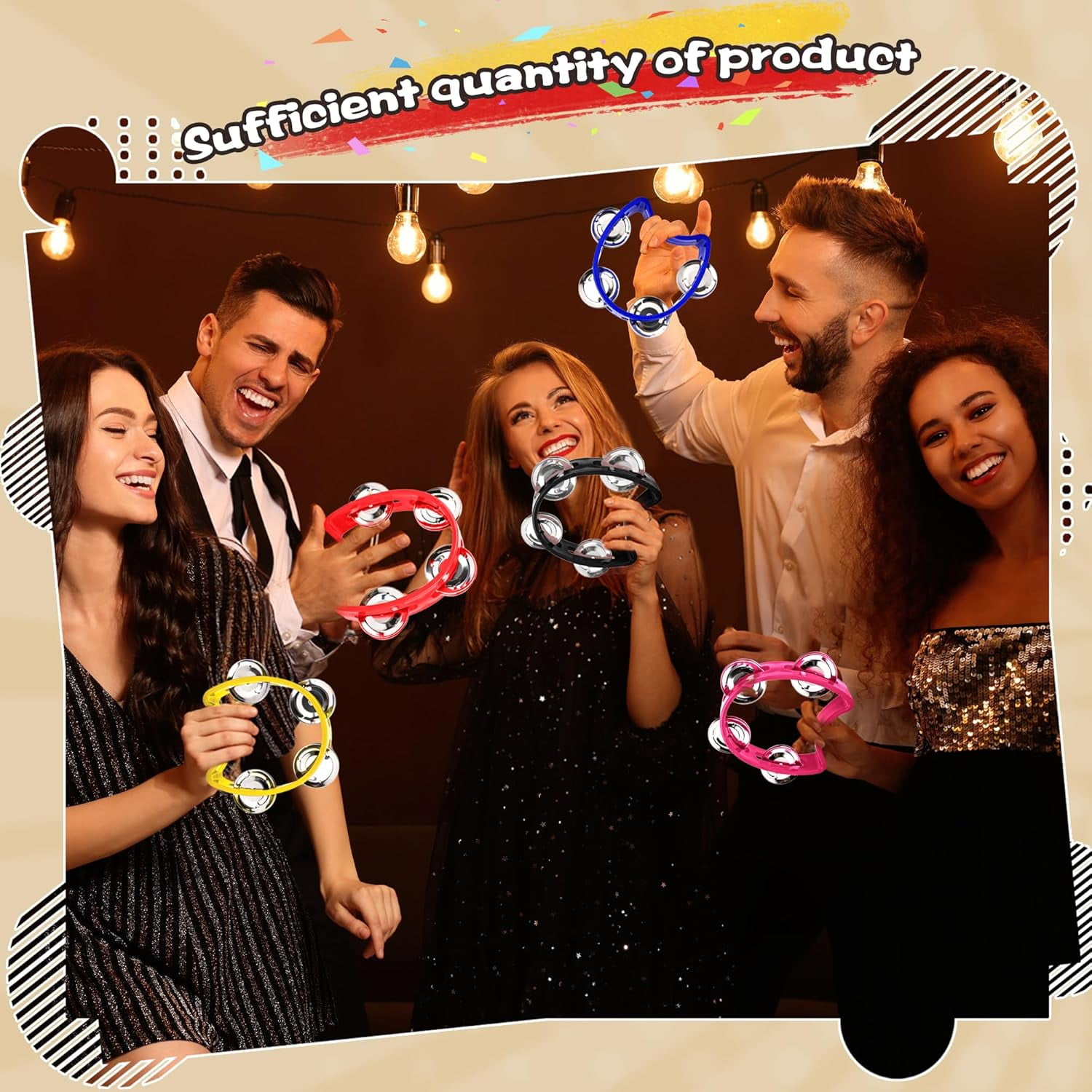 8-Piece Mini Tambourine Set – Colorful Plastic Handheld Tambourines with 4 Jingle Bells Each, Fun Percussion for Kids & Adults in Party, School, and Performance (8 Colors)-dh