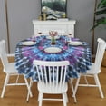 thumbnail image 2 of Colorful Tie Dye Pattern Round Tablecloth 60"x60",Wrinkle Wipeable Table Cloth for Kitchen Dining Room Picnic Patio Party, 2 of 6