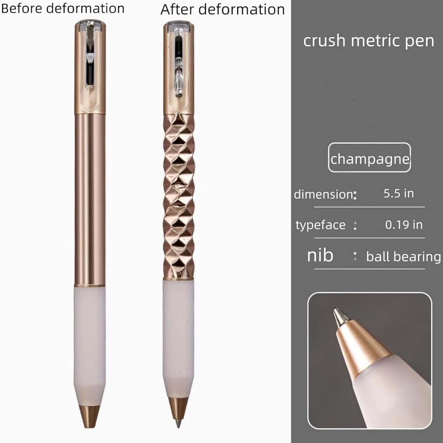 GliJian Geometric Decompression Pen, Funny Geometric Metal Crinkle Pen, 0.5mm Retractable Metals Shape Shifting Switch Pens for Writing and Drawing