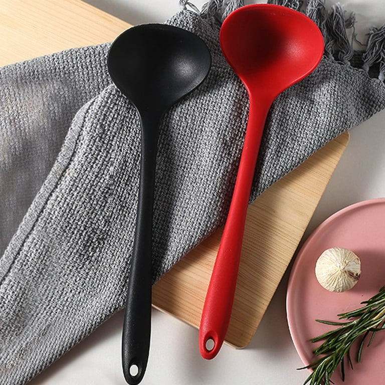 Taihexin 4 Pcs Silicone Mixing Spoon, Heat Resistant Basting Spoon, Hygienic Design Utensil Spoon Non-Stick Serving Spoon for Cooking, Mixing, Baking