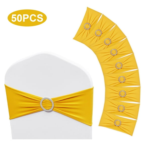 SIHAO Spandex Chair Sashes Bands 50PCS Stretch Chair Ties Bows with Buckle Slider for Wedding Party Banquet Decoration