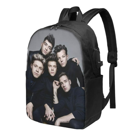 One Direction Backpack For Men Women Teen , Water Resistant Casual Daypack Fits Laptop With Usb Charging Port,17 In Bookbag For Travel,School,Hiking,Gift