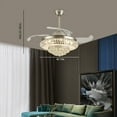 thumbnail image 3 of 42in LED Crystal Chandelier Invisible Ceiling Fan Light Retractable Blade+Remote, 3 of 11