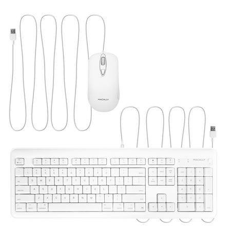 Macally Full Size USB Wired Keyboard & Mouse Combo with 2 USB-A Ports Hub & 16 Apple Shortcut Keys (Power, Sleep) for Mac OS Computer Apple iMac iMac Pro Mac Pro Mac Mini MacBook Air MacBook