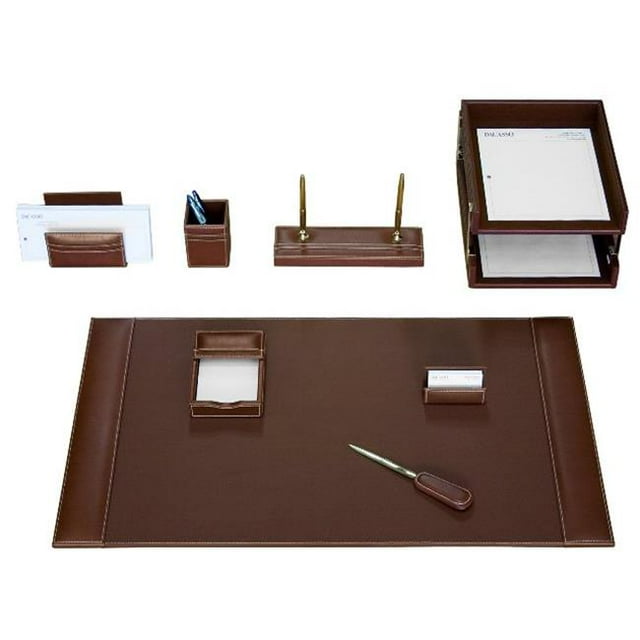 Dacasso D3220 Rustic Brown Leather 10-Piece Desk Set