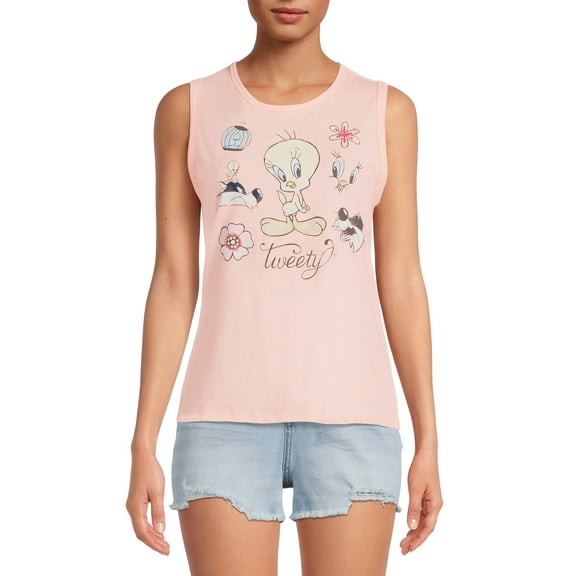 Looney Tunes Tweety Juniors' Open Back Tank Top