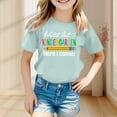 thumbnail image 2 of SGMVNU Shirts for Girls Short Sleeve Shirts Trendy Casual Classic Crewneck Loose Fit Cartton Printed Cotton Shirts Workout Tops for Age 10-11 Years, Light Green, 2 of 4