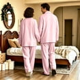 thumbnail image 5 of Couple Matching Pajamas Button Down Solid Sleepwear Women and Mens Pajamas Long Sleeve Soft Loungewear 2 Pcs Pj Set Pink XXXL, 5 of 7