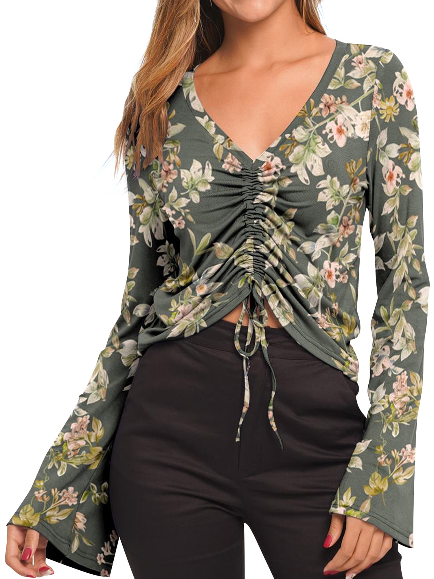 tie front drawstring top