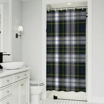 Blue Green Plaid Checkered Pattern Shower Curtain 36"x72" ,Bathroom Decorative Shower Curtains Set with 12 Hooks,Modern Waterproof Washable Shower Curtain