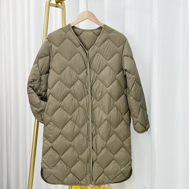 jtjvou Women's Casual Collarless Quilted Puffer Jackets