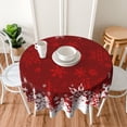 thumbnail image 2 of Christmas Round Tablecloth 60 Inch Red Xmas Snowflake Table Cloth Rustic Winter Reusable Circle Fabric Table Clothes Cover for Picnic Party Dining Room Home Outdoor Decor, 2 of 6