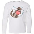thumbnail image 3 of Inktastic Cute Smiling Valentine's Day Otter with Heart Long Sleeve Youth T-Shirt, 3 of 5