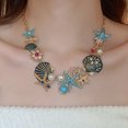 thumbnail image 6 of Necklace Earrings Set Featuring Starfishes Shell Coral Designs With Alloy Rhinestones and Imitation Pearls for Women, 6 of 8