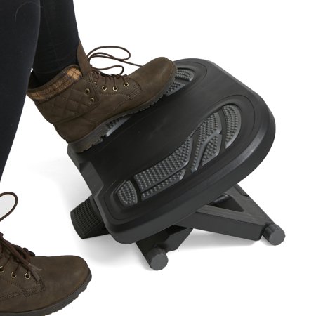 Mind Reader Adjustable Height Under Desk Non-Slip Ergonomic Foot Rest with Foot Prints,