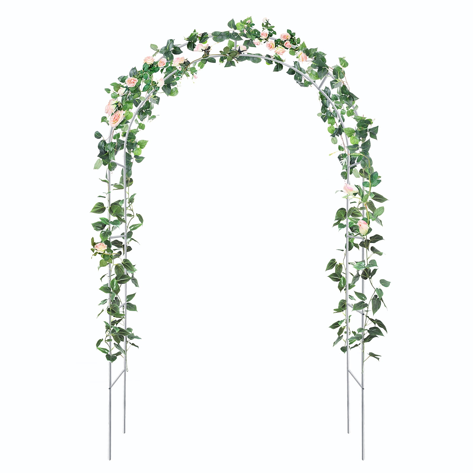 Skypatio 8ft Metal Garden Archway Trellis for Climbing Plants Support or Wedding Decor, White