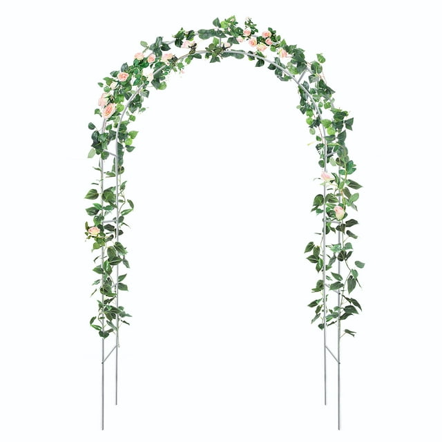 ATR ART to REAL 8ft H Metal Garden Arch Trellis,Arbor Trellis for Climbing Plants Support,White