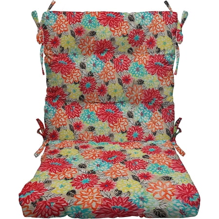 Indoor Outdoor Tufted High Back Chair Cushion, Choose Color (Artistic Floral)