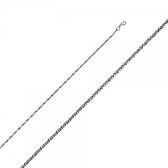 14K White Gold 1.4mm Round Wheat Chain : 20"