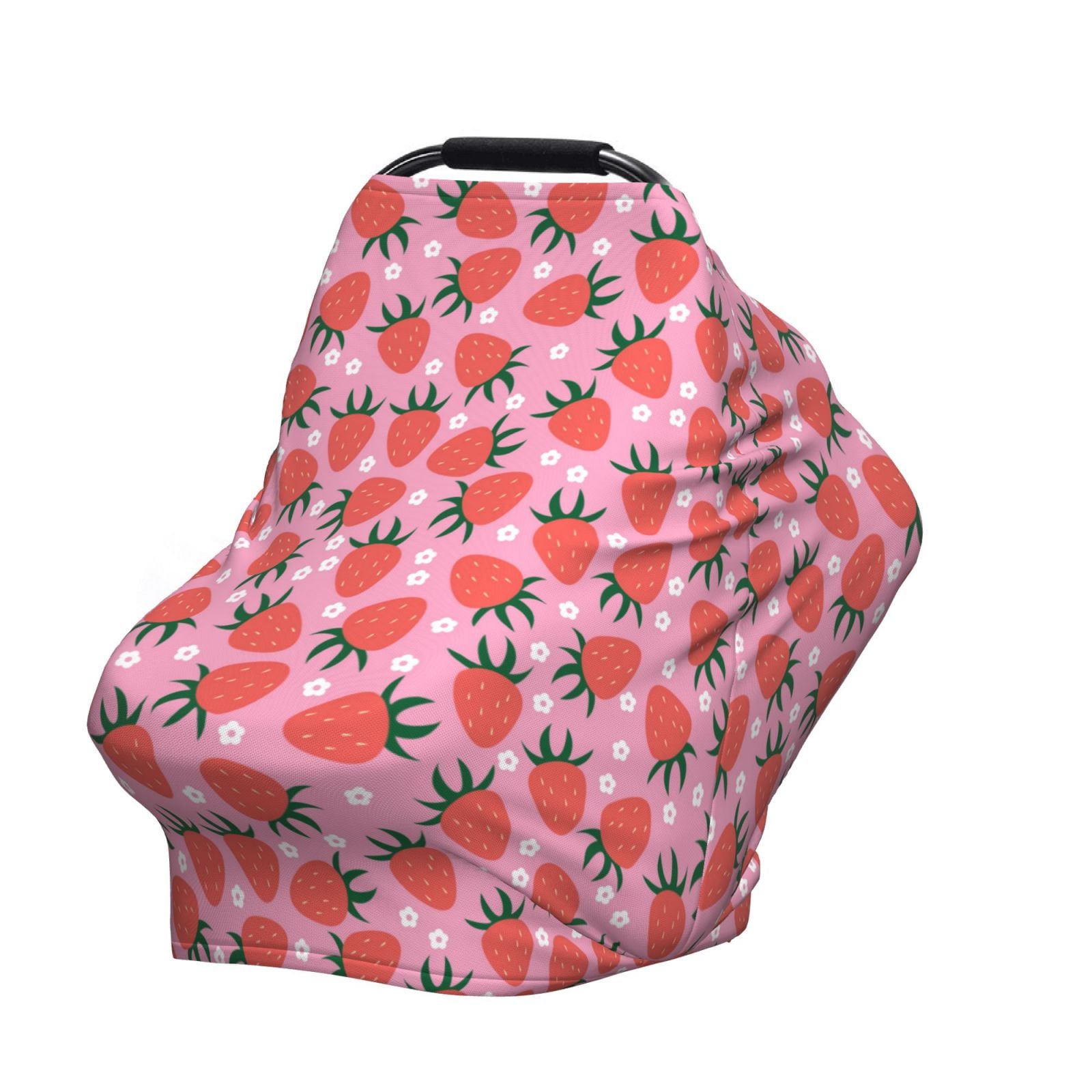 Fotbe Strawberry Pattern Car Seat Covers for Babies, Nursing Breastfeeding Cover Infant Carseat Canopy, Soft Stretchy Carrier Cover
