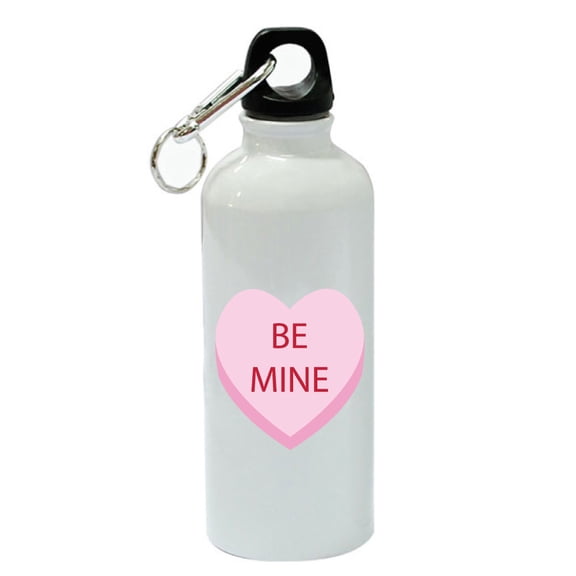 Be Mine White Aluminum Sports 20 oz Water Bottle