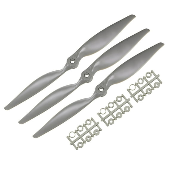 Hélices RC CW 11x5.5 Pulgadas 2-Palas para Avión Nylon Gris 3Pcs con Anillos Adaptadores