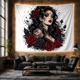 thumbnail image 6 of Illustrative Portrait Figure With Art Scene, Spooky Gothic for Gothic Decor Fans, Dark Art Decor Room Accent, Halloween Gift, Tapestry Wall Hanging for Bedroom and Dorm, 6 of 7
