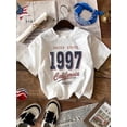 thumbnail image 1 of 1pc 1997 California Vitality Printed T-Shirt, Cotton Crew Neck Casual Tee, Medium Stretch Knit Fabric, Spring/Summer Fashion Top, 1 of 6