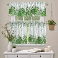 thumbnail image 6 of Kitchen Tier and Valance Curtains Set,Shamrock St. Patrick''s Day 3 Piece Rod Pocket Curtain Valances Short Drapes Gradient Green Eucalyptus Window Tiers for Bedroom Bathroom Decor, 6 of 8