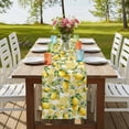 thumbnail image 4 of Yellow Lemons Table Runner, Summer Botanical Checkered Pastoral Washable Cotton Linen Table Runners 36 Inches Long, Dresser Scarf Runner for Nightstand/End Tables/Round Tables 13''x36'', 4 of 9