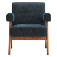 thumbnail image 5 of Armchair Accent Chair, Azure Navy Blue, Fabric, Wood, Living Kitchen Cafe Bistro Hospitality Restaurant, Modern Contemporary HB36175, 5 of 9