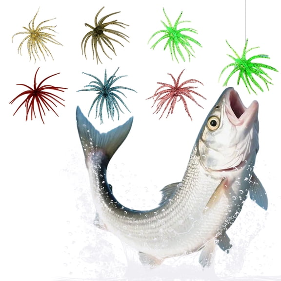 12Pcs Sea Urchin Soft Lure, Mixed random hues, durable tentacle bait for all kinds of water areas (Medium,Random Color)