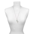 thumbnail image 3 of Delight Jewelry Crystal Green Channel Drop Be Strong and Courageous Engraved Cross Zoey Necklace, 28", 3 of 4