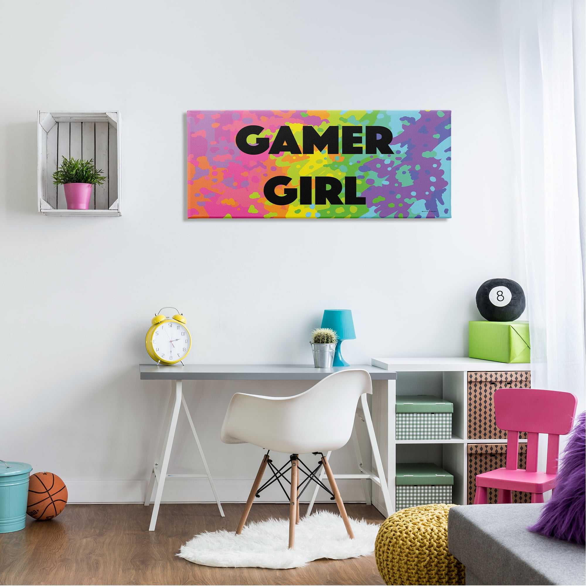 Stupell Industries Modern Gamer Girl Abstract Painting Gallery Wrapped Canvas Print Wall Art, 48 x 20