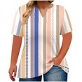 thumbnail image 1 of Mujeres Tops Casual V-Cuello Impreso Oversized Mangas Cortas Camiseta Top, Poliéster Verano Primavera, 1 of 6