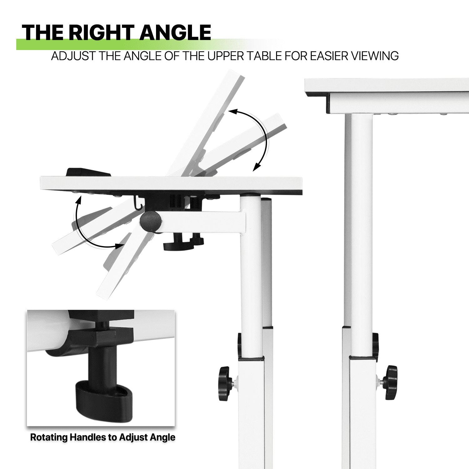 Magshion Lifting Computer Desk W/ Monitor Shelf, Adjustable Height Laptop Desk with Tilting Table for Standing or Sitting, White