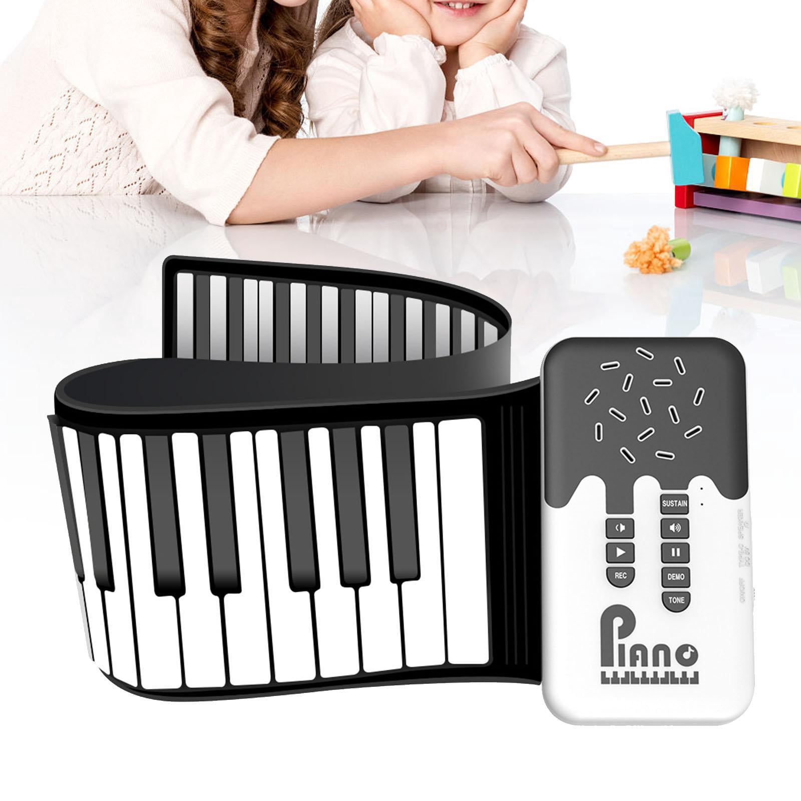 LeeQinersw 49 Key Foldable Portable Gift Recharging Roll up Piano Keyboard Electronic Music White