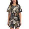 thumbnail image 1 of Fotbe Graceful Snow Leopard Conjunto de Pijama Estampado para Mujer, 2 Piezas, Ropa de Dormir con Camiseta de Manga Corta y Shorts Suaves-3X-Large, 1 of 6