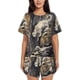 thumbnail image 1 of Balery Graceful Snow Leopard Conjunto de Pijama para Mujer con Estampado, Dos Piezas de Manga Corta y Shorts, Ropa de Dormir Suave con Cuello Redondo y Bolsillos-3X-Large, 1 of 6