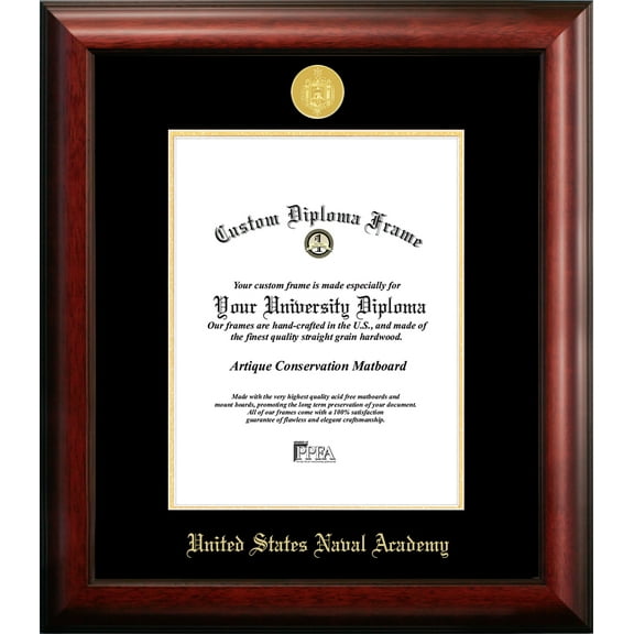 United States Naval Academy 14" x 10" Gold Embossed Diploma Frame