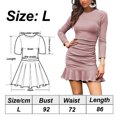 thumbnail image 2 of Vestido tubo plisado de manga larga de punto con minifalda sexy, rosa, L, 2 of 5