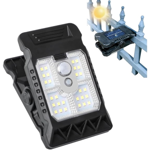 Solar Clip Light with Motion Sensor, 2026 New Waterproof Portable Outdoor LED Light for Fence Patio Garage Camping Yard Solar Clip Lights