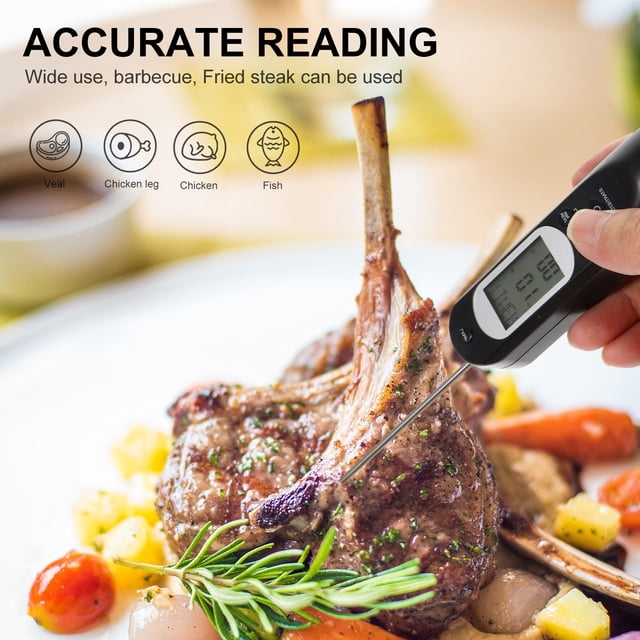 WEUVEB 1Jgo Termómetro Digital Para Carne Inalámbrico Negro Con Sonda Precisa Para Cocina Y Barbacoa