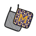 thumbnail image 2 of Letter M Football Purple and Gold Pair of Pot Holders, 2 of 2