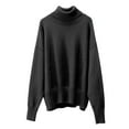thumbnail image 4 of Duoif Sweaters for Women Trendy Women's Autumn and Winter New Neck Loose Versatile Solid Color Pullover Sweater Women's Sweaters Womens Tops Black S, 4 of 4